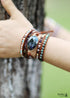 Boho Bracelet, 5 Layers Leather Wrap Bracelet, Black Onyx